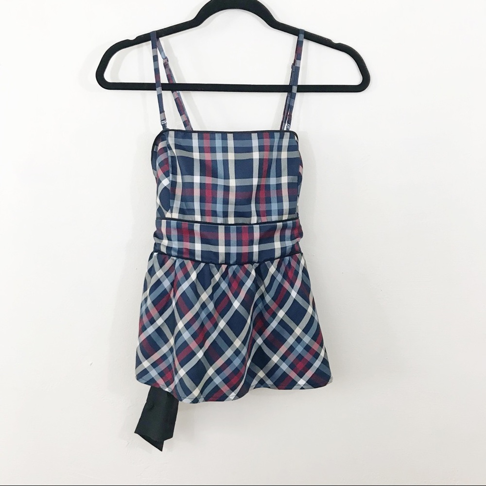 Anthropologie | Odille Plaid Tie Back Tank Top